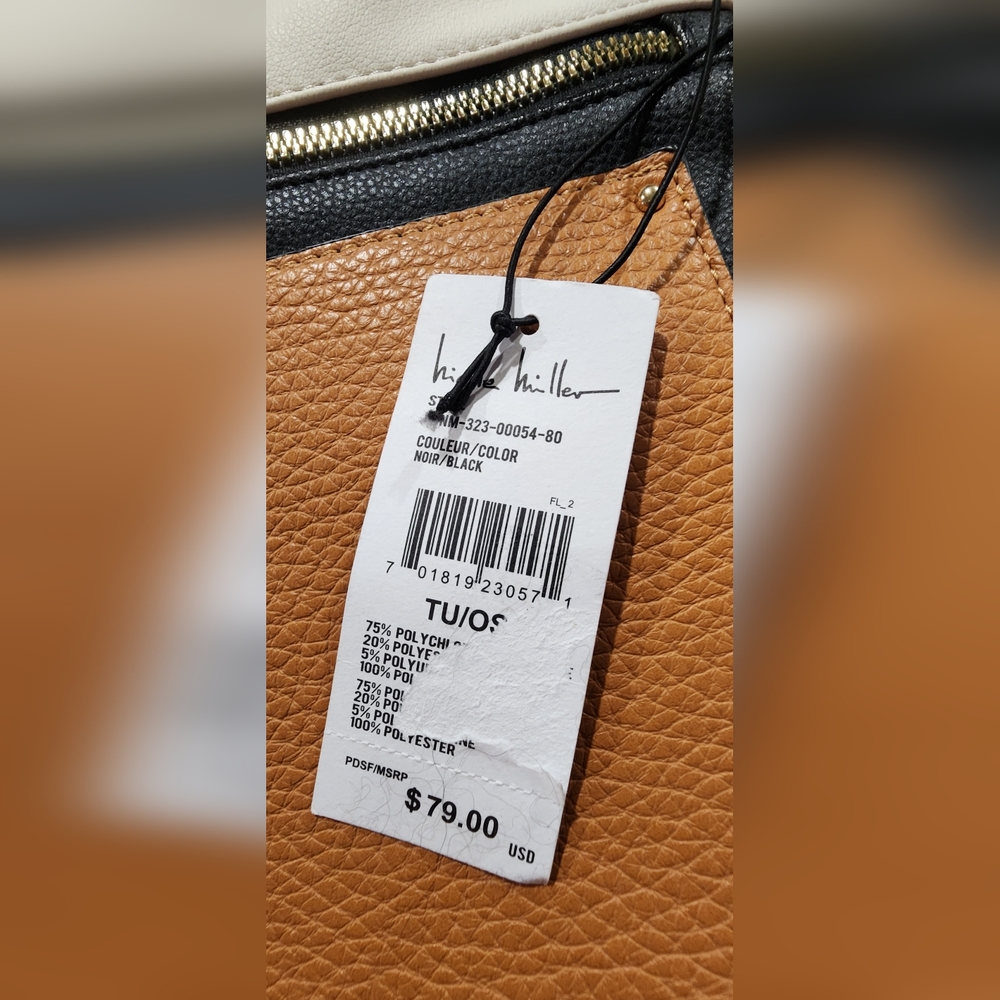 Nicole Miller Black, Tan & Orange Crossbody Bag New - Picture 2 of 5
